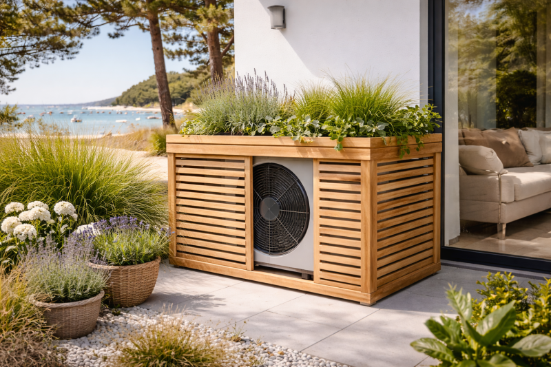 Peut-on cacher une unité extérieure de climatisation tout en préservant ses performances et sa bonne ventilation sur le bassin d'Arcachon ?