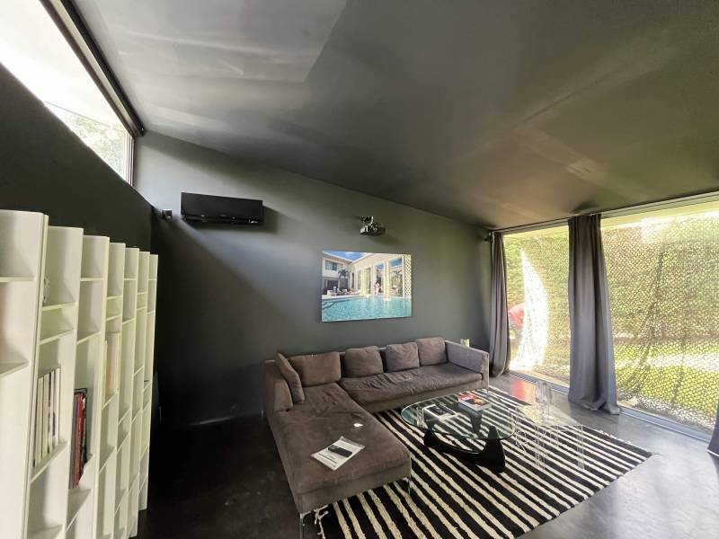 climatisation réversible mitsubishi design noir Camblanes et Meyrac Bordeaux ensemble